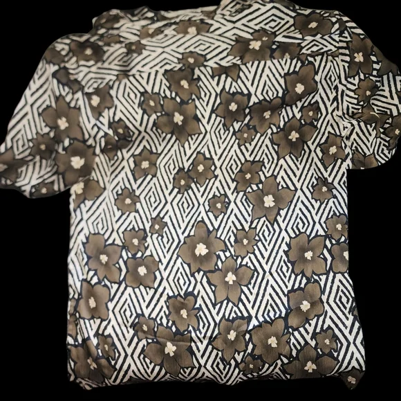 Zara Brown and Black Morocco Casual Button Down Shirt Medium - Picture 4 of 4